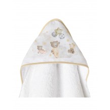 Capa de baño osos estrellas blanca y beige 