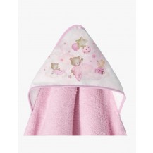 Capa de baño osos estrellas rosa 