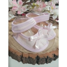 Zapatito tela lazos rosa