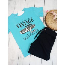 Conjunto azul vintage coche