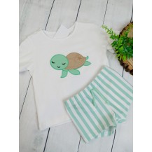 Conjunto baño tortuga rayas verde bóxer
