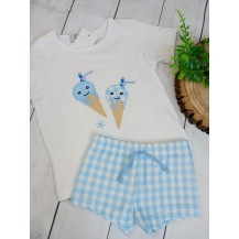 Conjunto baño helados vichy azul bóxer