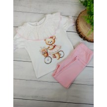 Conjunto osito bici rosa 