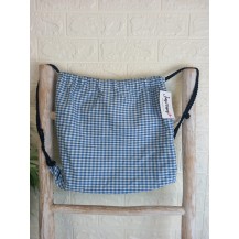 Mochila cuerdas cuadros azul